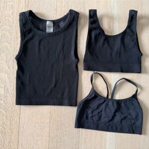 Aritzia - TNA ribbed top and sports bra bralette bundle